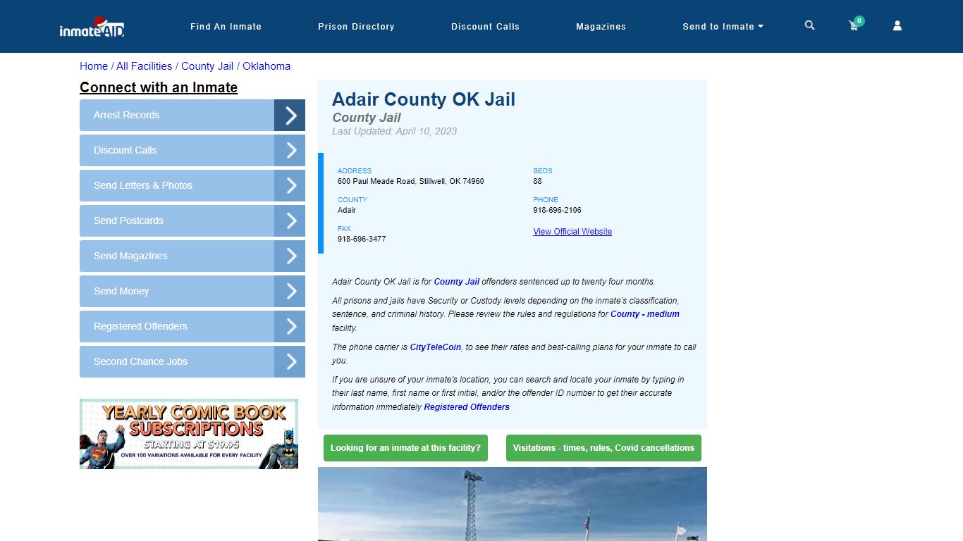 Adair County OK Jail - Inmate Locator - Stillwell, OK